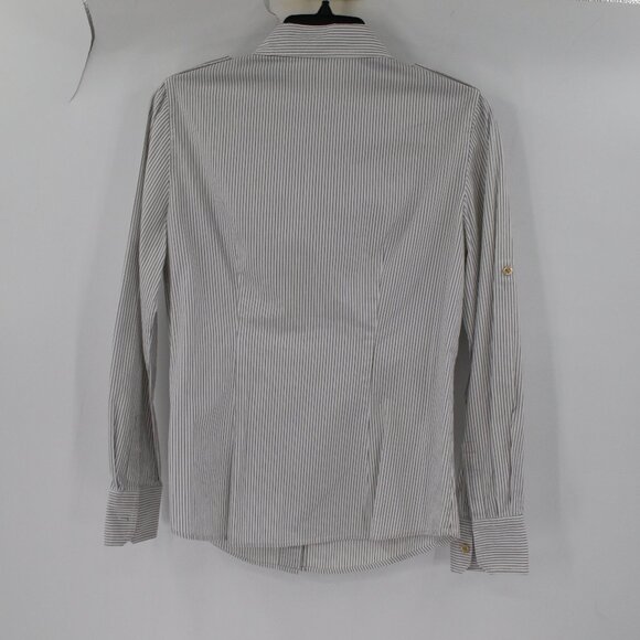 Tory birch shirt women's 4 golden button up striped cotton collared blouse top - Picture 6 of 10